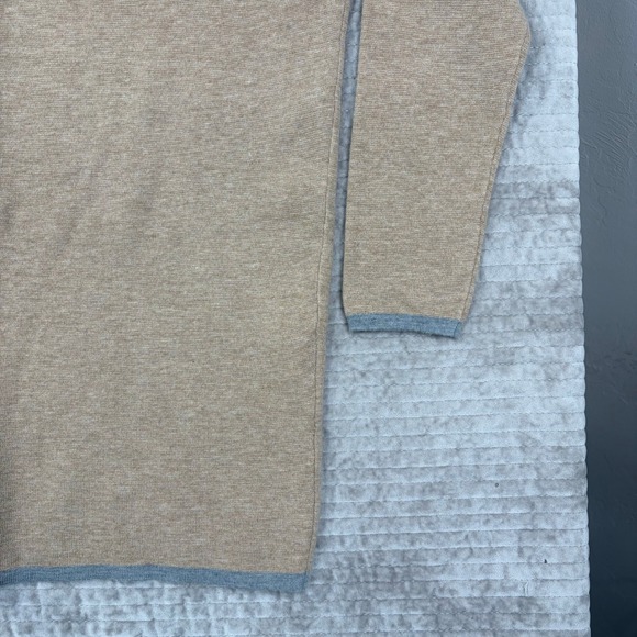 MaxMara Cashmere Wool Blend Crew Neck Sweater Tan Grey Trim Size S - Picture 3 of 9